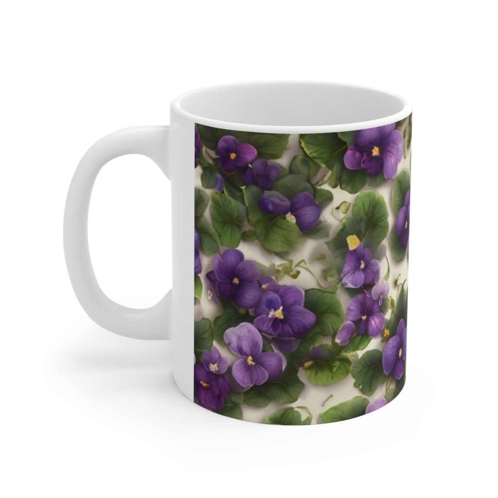 Side View Of Mug Of Violets